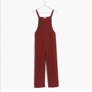 Madewell Red Texture & Thread Tie-Strap Overalls